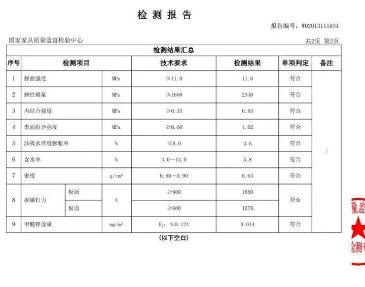 生态澳松板检测报告图片